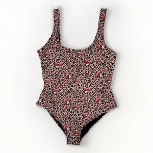WOMEN'S Bucee's One Piece Swimsuit Leopard Print Beaver Womens SZ SM SWIM BEACH